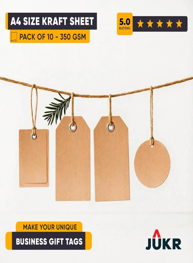 JUKR 350 GSM Thick Kraft Paper (Pack of 10) A4 Sheets Brown Imported Cardstock Ready to Print Craft Sheet for DIY Art Work, Painting, Scrapbooking, Greeting Cards, Invitations, Packaging, Custom Gift Tags - Image 5